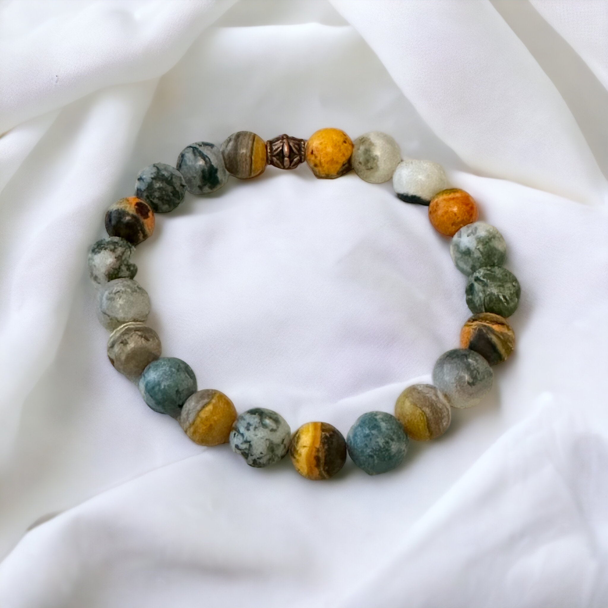 Fancy Beads - 8mm Bumblebee Jasper & Tree Agate Bracelet