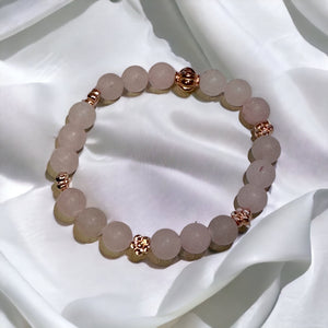 Fancy Beads - 8mm Matte Rose Quartz Bracelet