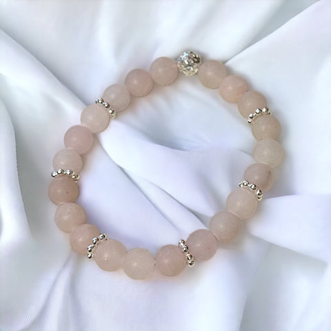 Fancy Beads - 8mm Matte Rose Quartz Bracelet