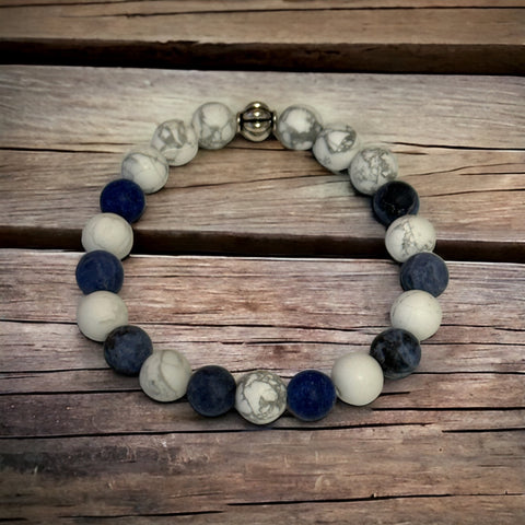 Fancy Beads - 8mm Matte Howlite & Matte Sodalite Bracelet