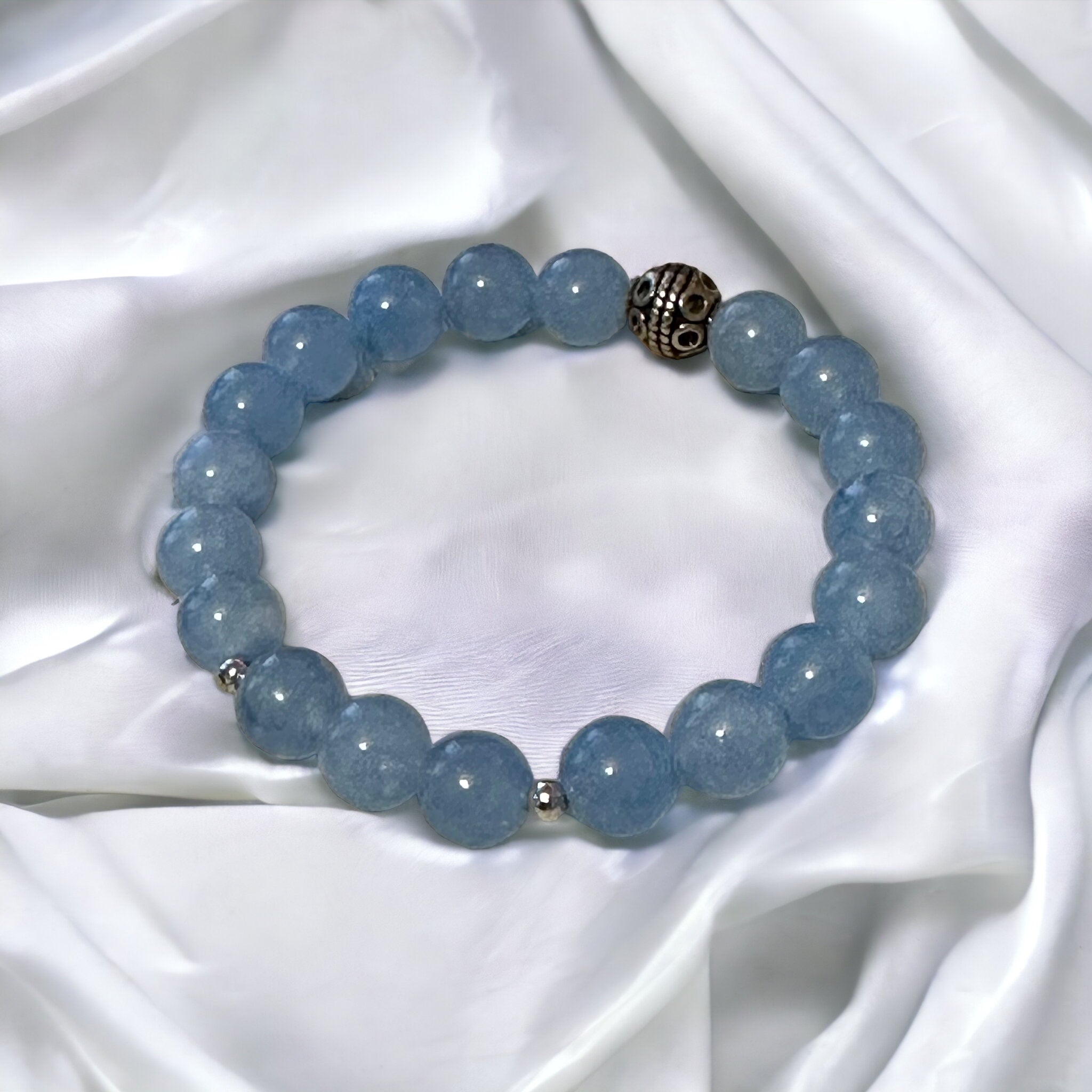 Fancy Beads - 8mm Aquamarine Bracelet