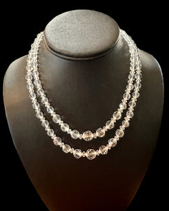 Fancy Beads - Crystal Faceted Beads Double Strand Necklace