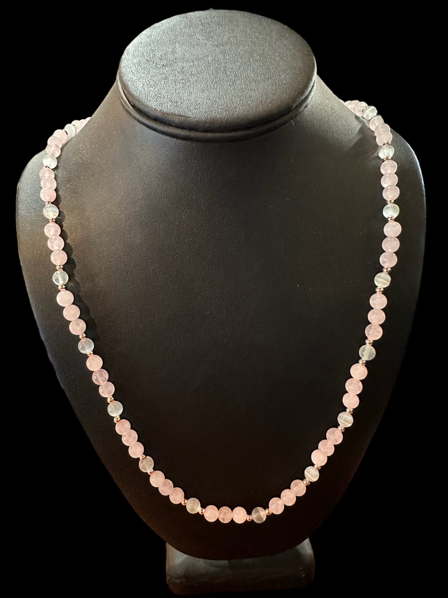 Fancy Beads - 6mm Rose Quartz & Cats Eye Necklace