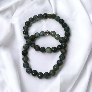 Fancy Beads - 8mm Moss Agate Bracelet