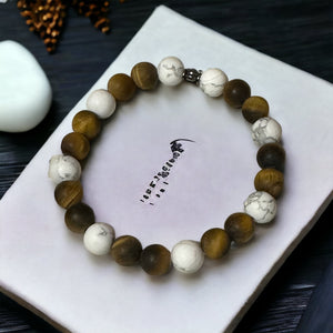 Fancy Beads - 8mm Tigers Eye & Howlite Bracelet