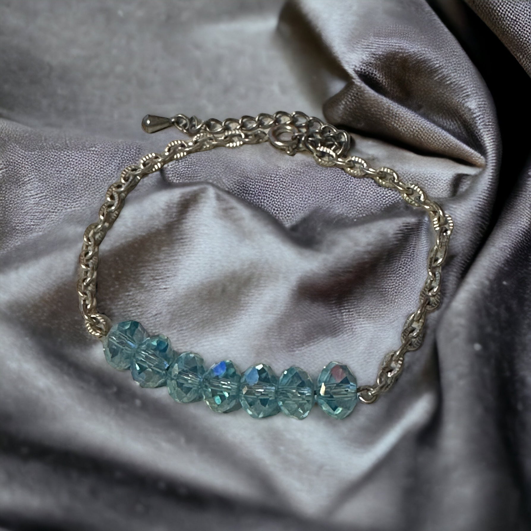Blazin Creationz - Crystal Aquamarine Adjustable Faceted Bracelet