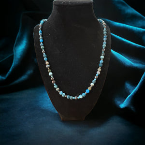 Fancy Beads - 6mm Apatite & Pyrite Necklace