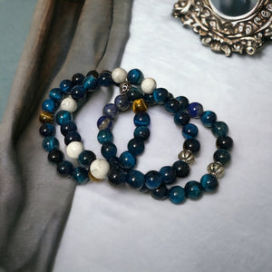 Fancy Beads - 8mm Blue Ink Tigers Eye Bracelet