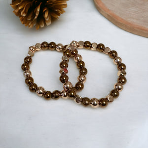 Fancy Beads - Rose Gold/ Red Copper Hematite 8mm Bracelet