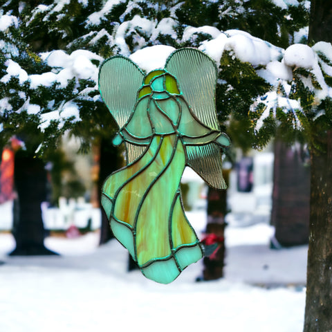 AGlazing Art - Stained Glass Angel Tree Topper