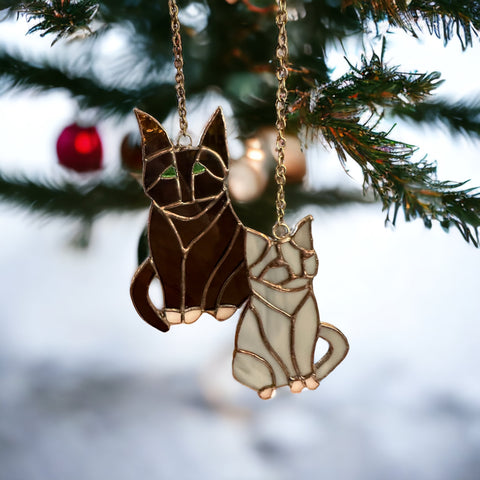 AGlazing Art - Stained Glass Cat Ornaments