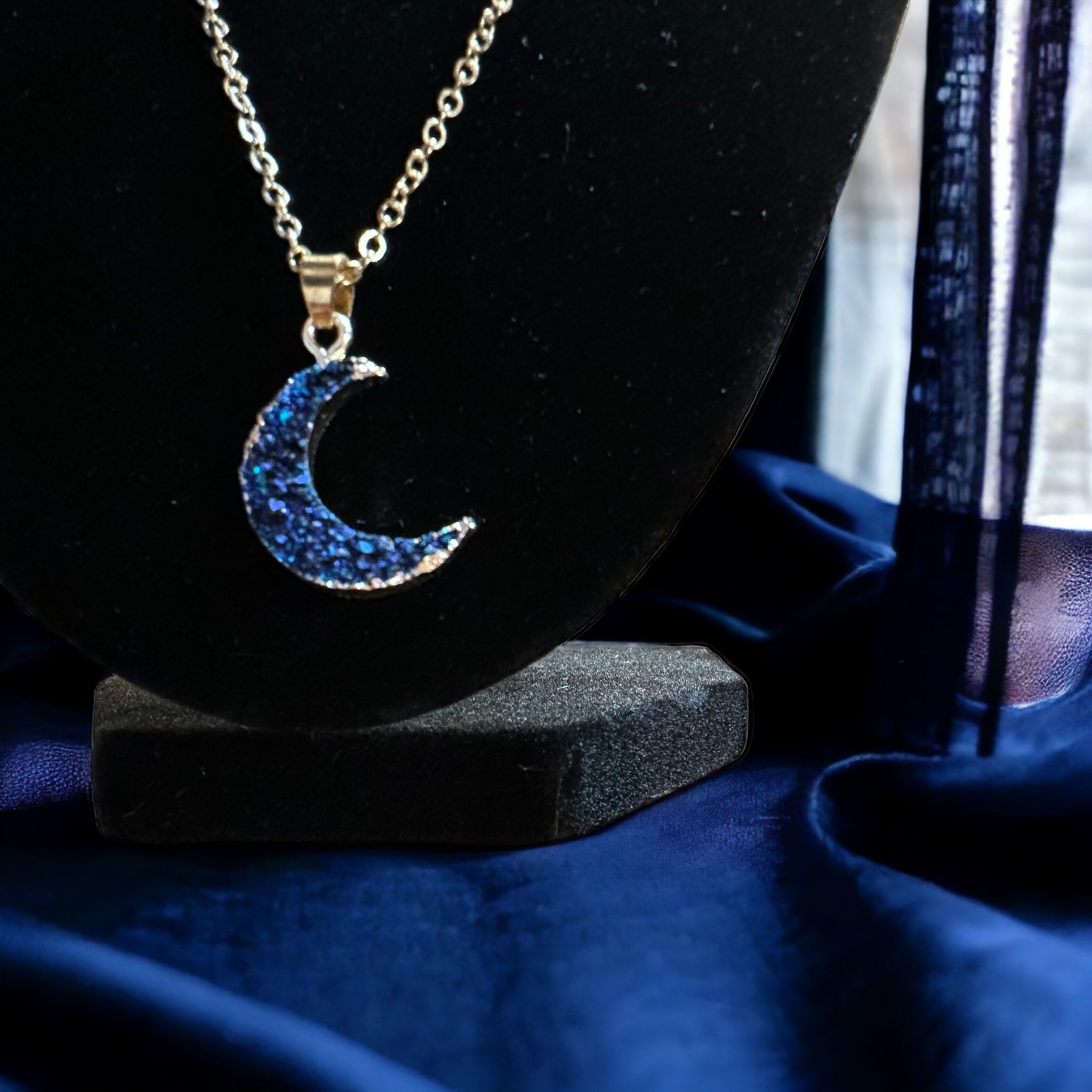 Fancy Beads - Druzy Crescent Moon Necklace