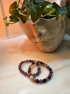 Fancy Beads - 8mm Amethyst & Moonstone Bracelet