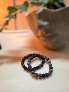 Fancy Beads - 8mm Matte Sodalite & Matte Tigers Eye Bracelet