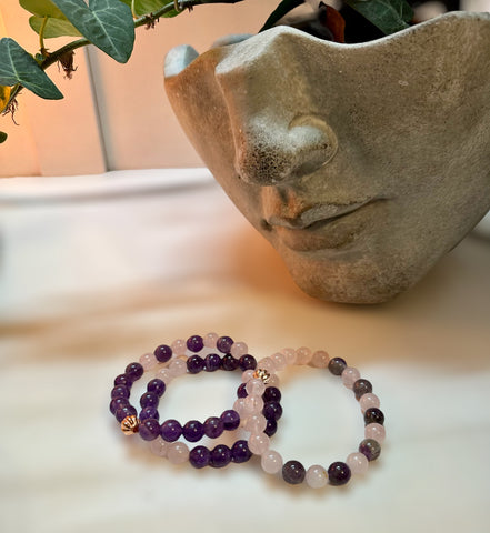 Fancy Beads - 8MM Amethyst & Rose Quartz Bracelet