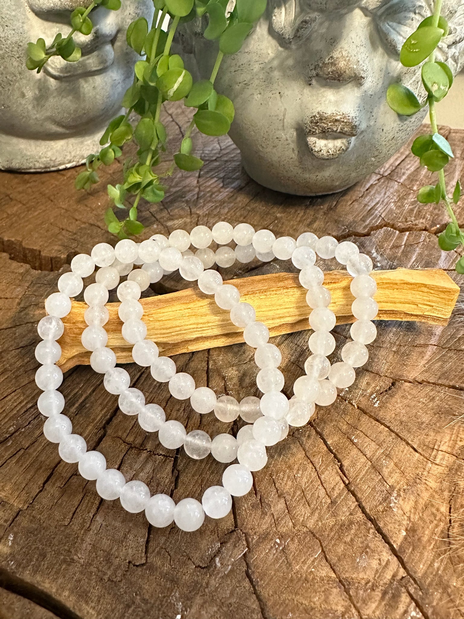 Fancy Beads - 6mm White Jade Bracelet