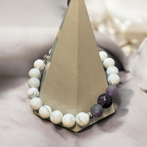 Fancy Beads - 8mm Howlite & Amethyst Bracelet