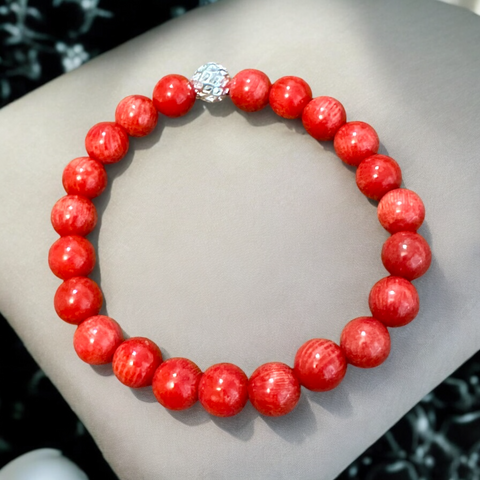 Fancy Beads - Red Coral Bracelet