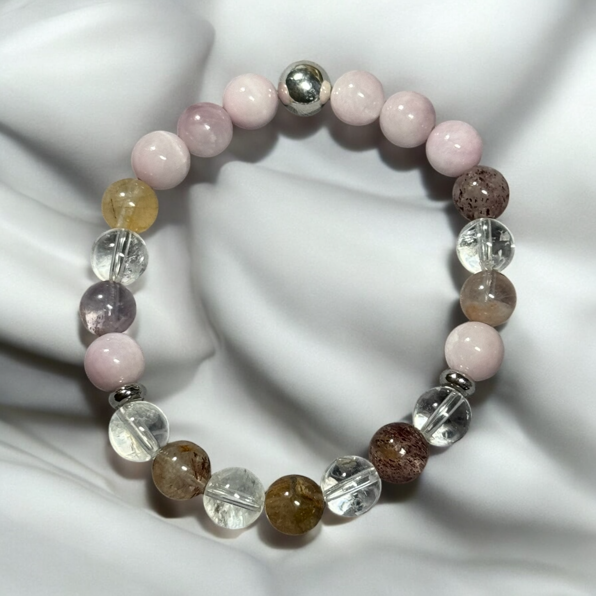 Fancy Beads - 8mm Kunzite & Super Seven Bracelet