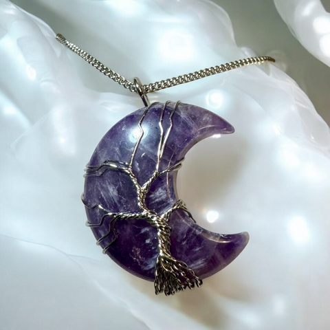 Fancy Beads - Amethyst Moon Tree of Life Necklace