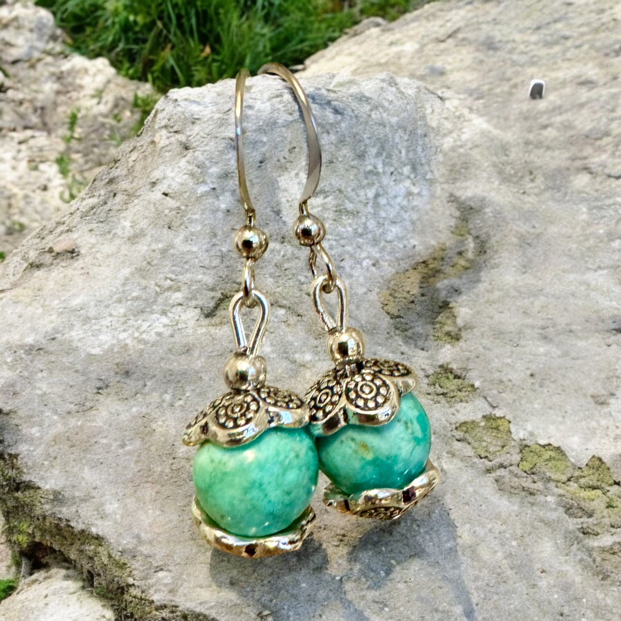 Fancy Beads - Peruvian Turquoise Earrings