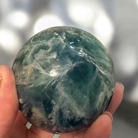 Kelowna Crystal Cave - Feather Fluorite Sphere