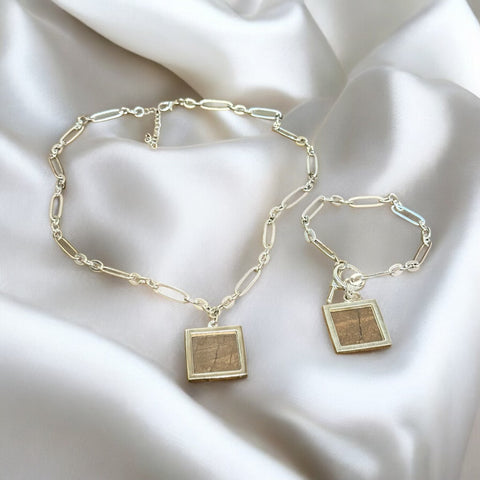 Blazin Creationz - Picture Frame Bracelet and Necklace  Silver