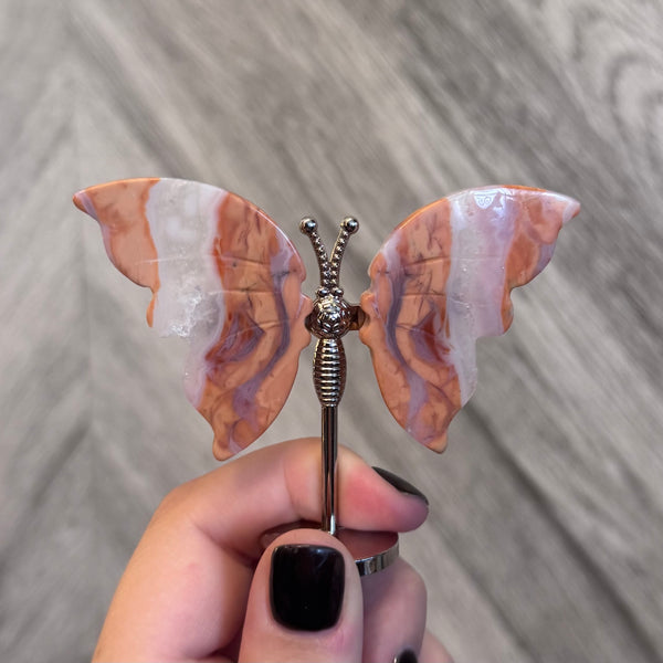 Kelowna Crystal Cave - Pink Agate Butterfly Style 1