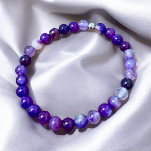 My Two Daughters Jewelry - Purple Banded Agate Bracelet 6mm