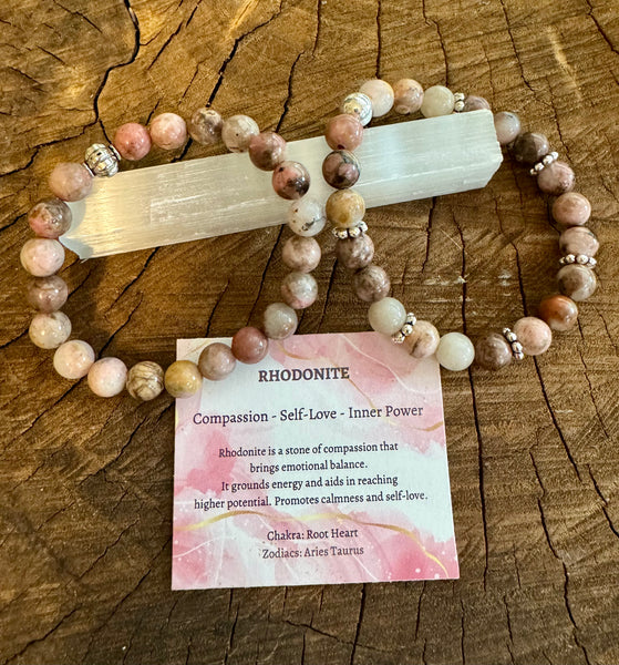 My Two Daughters Jewelry - Rhodonite Bracelets with Info Card