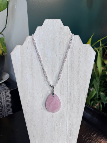 My Two Daughters Jewelry - Rose_Quartz_Pendant_and__Bead_Necklace