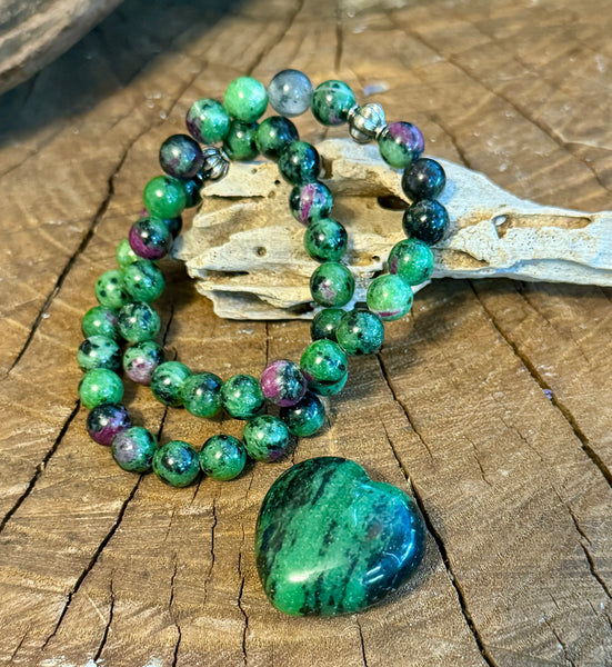 My Two Daughters Jewelry - Ruby Zoisite Bracelet and Heart