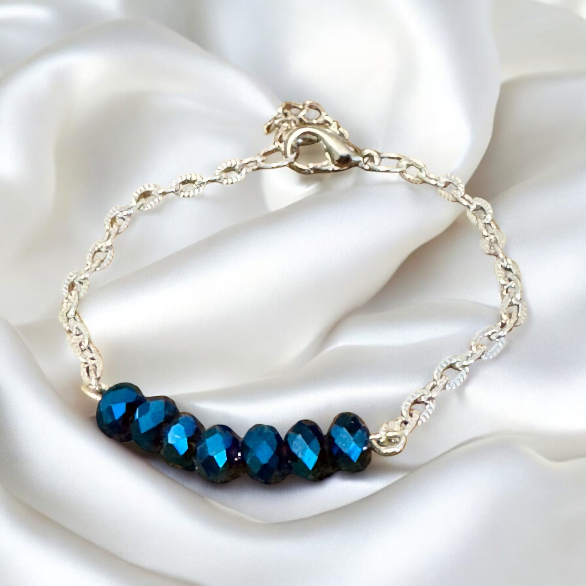 Fancy Beads - Sapphire Color 6mm Faceted Bracelet