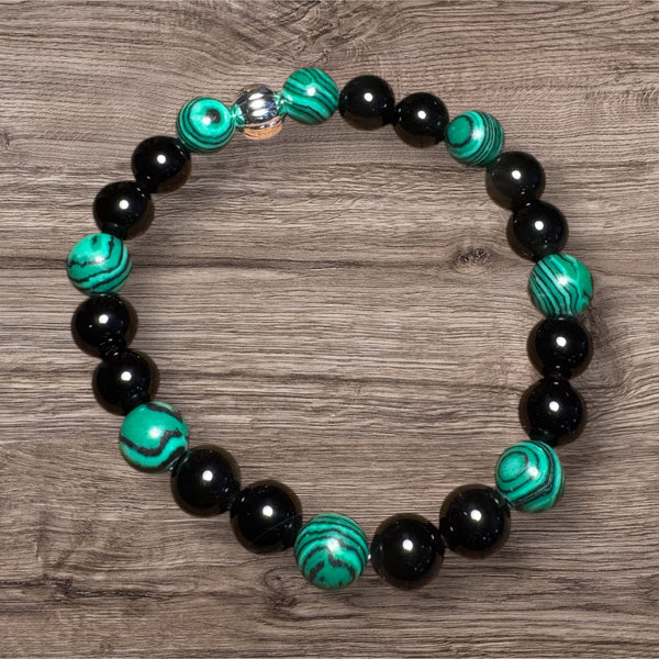 My Two Daughters Jewelry - Scorpio Zodiac Bracelet Obsidian and Malachite