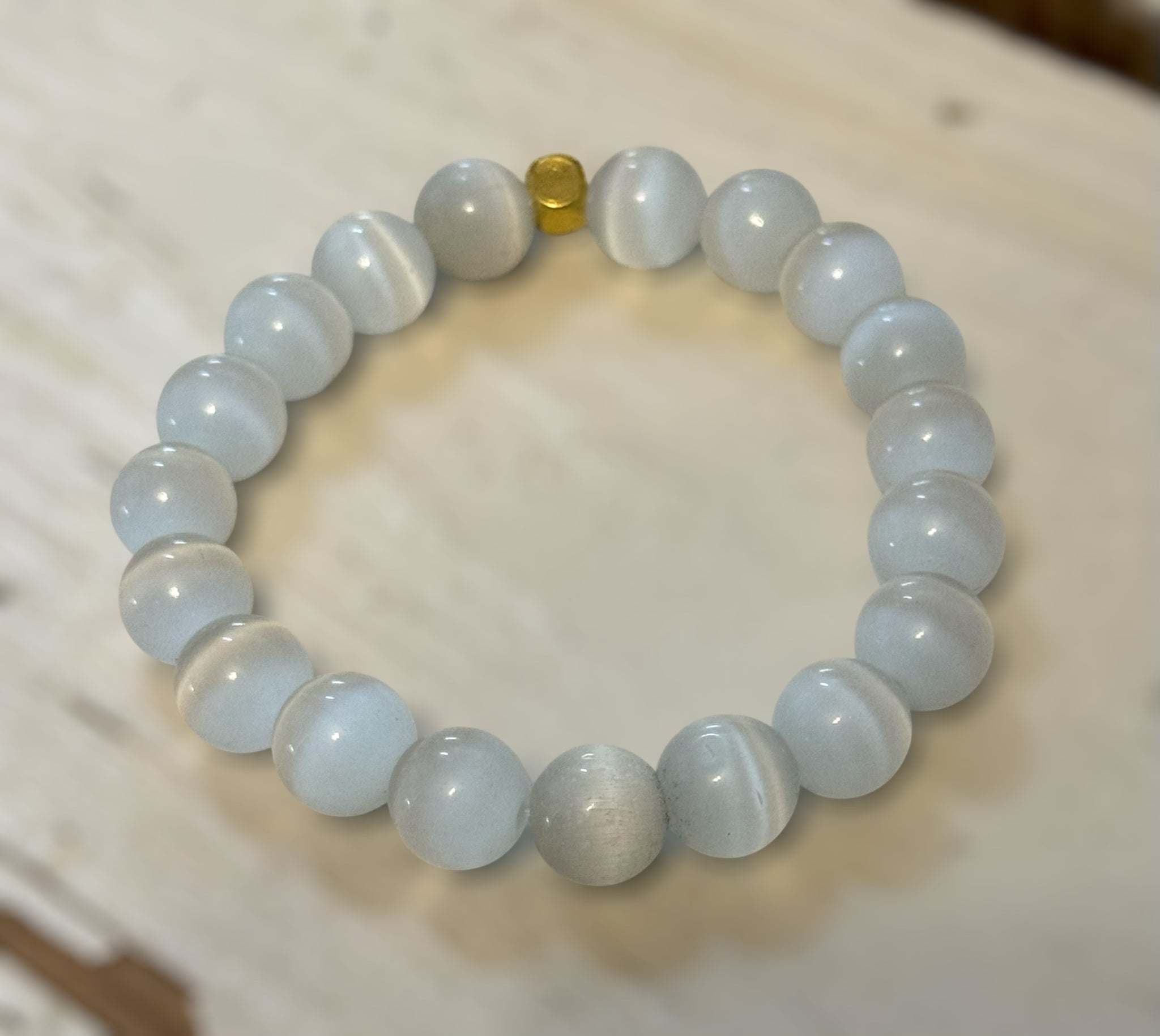 My Two Daughters Jewelry - Selenite 10mm Beaded Bracelet