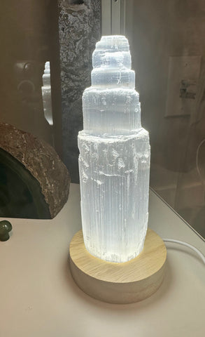 Kelowna Crystal Cave - Selenite Mountain on Light Base