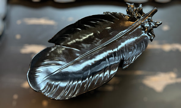 My Two Daughters Jewelry - Shiny Black Feather Smudge Tray