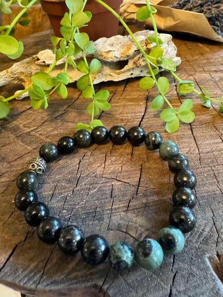 My Two Daughters Jewelry - Shungite Obsidian Kambaba Jasper Bracelet 8mm Beads