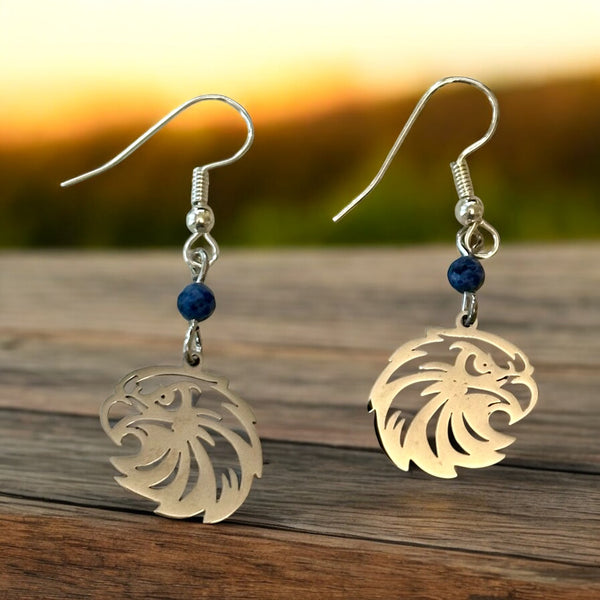 My Two Daughters Jewelry - Silver Eagle and Sodalite Bead Earrings