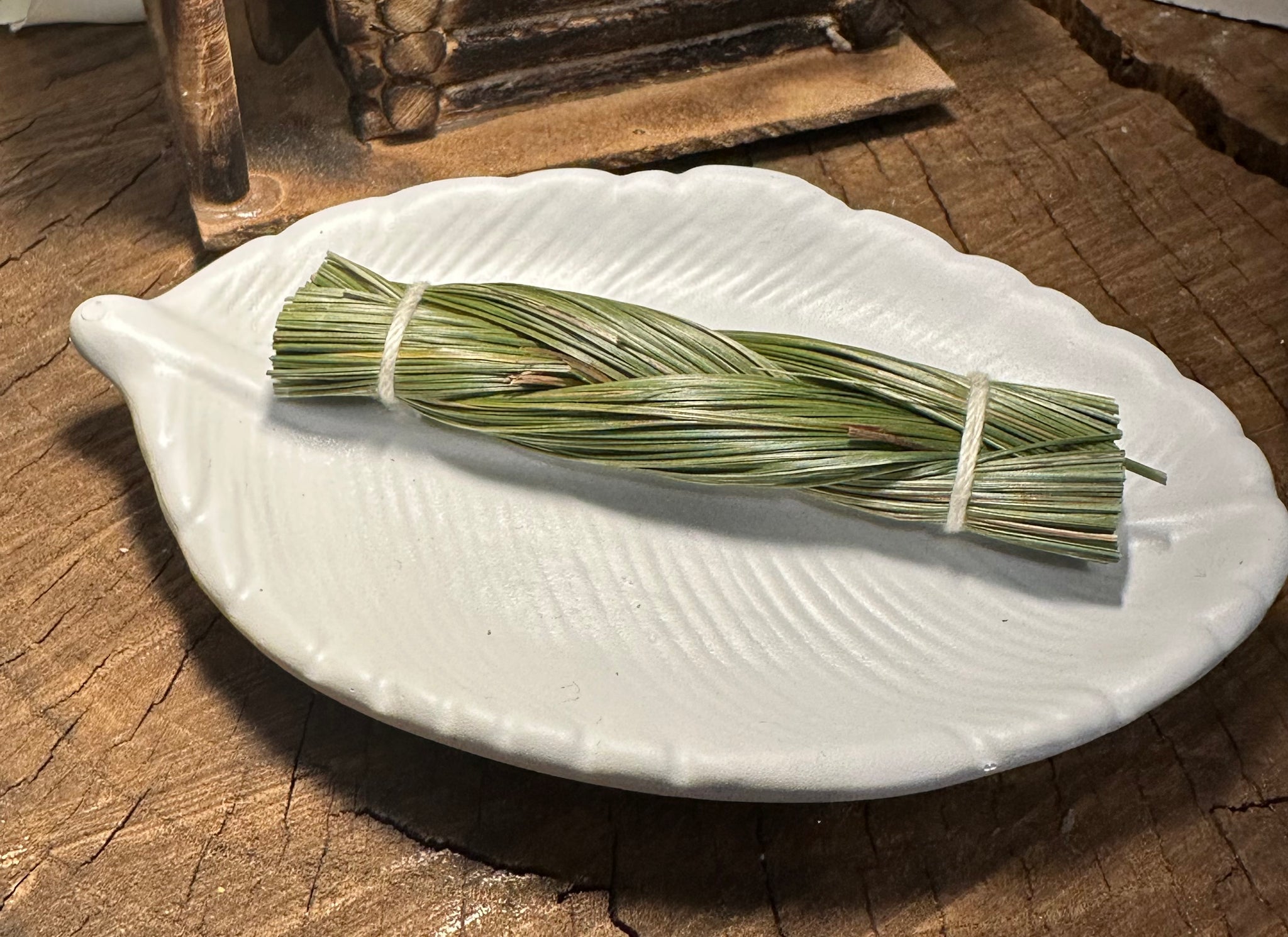 TRUE ART KELOWNA - Sweetgrass and handcrafted concrete dish — a simple ritual set for grounding and renewal.