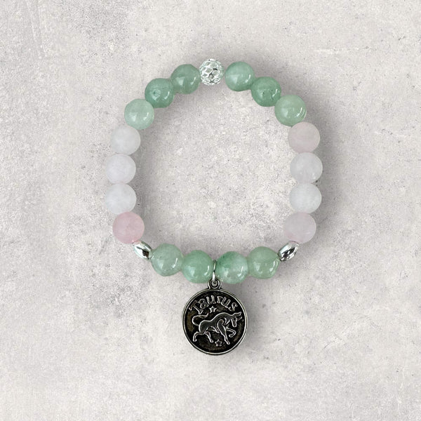 My Two Daughters Jewelry - Taurus Bracelet Green Aventurine and Rose Quartz