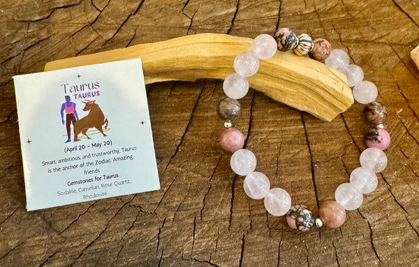 My Two Daughters Jewelry - Taurus_Bracelet_ Rose Quartz and Rhodonite