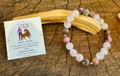 My Two Daughters Jewelry - Taurus_Bracelet_ Rose Quartz and Rhodonite