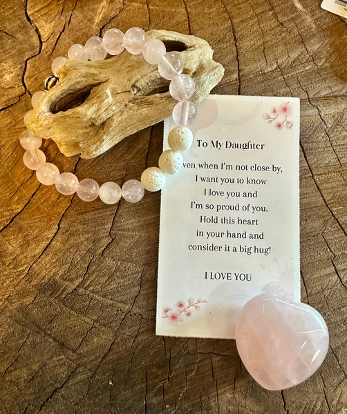 Fancy Beads - To My Daughter Pocket Heart and Bracelet