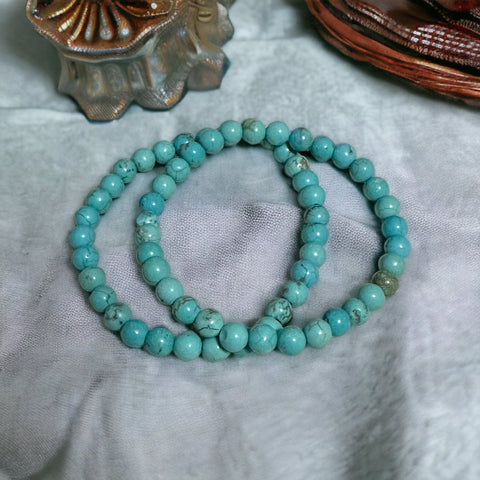 My Two Daughters Jewelry - Turquoise 6mm  Beaded Bracelet