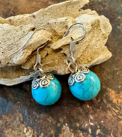 My Two Daughters Jewelry - Turquoise Bead Earrings