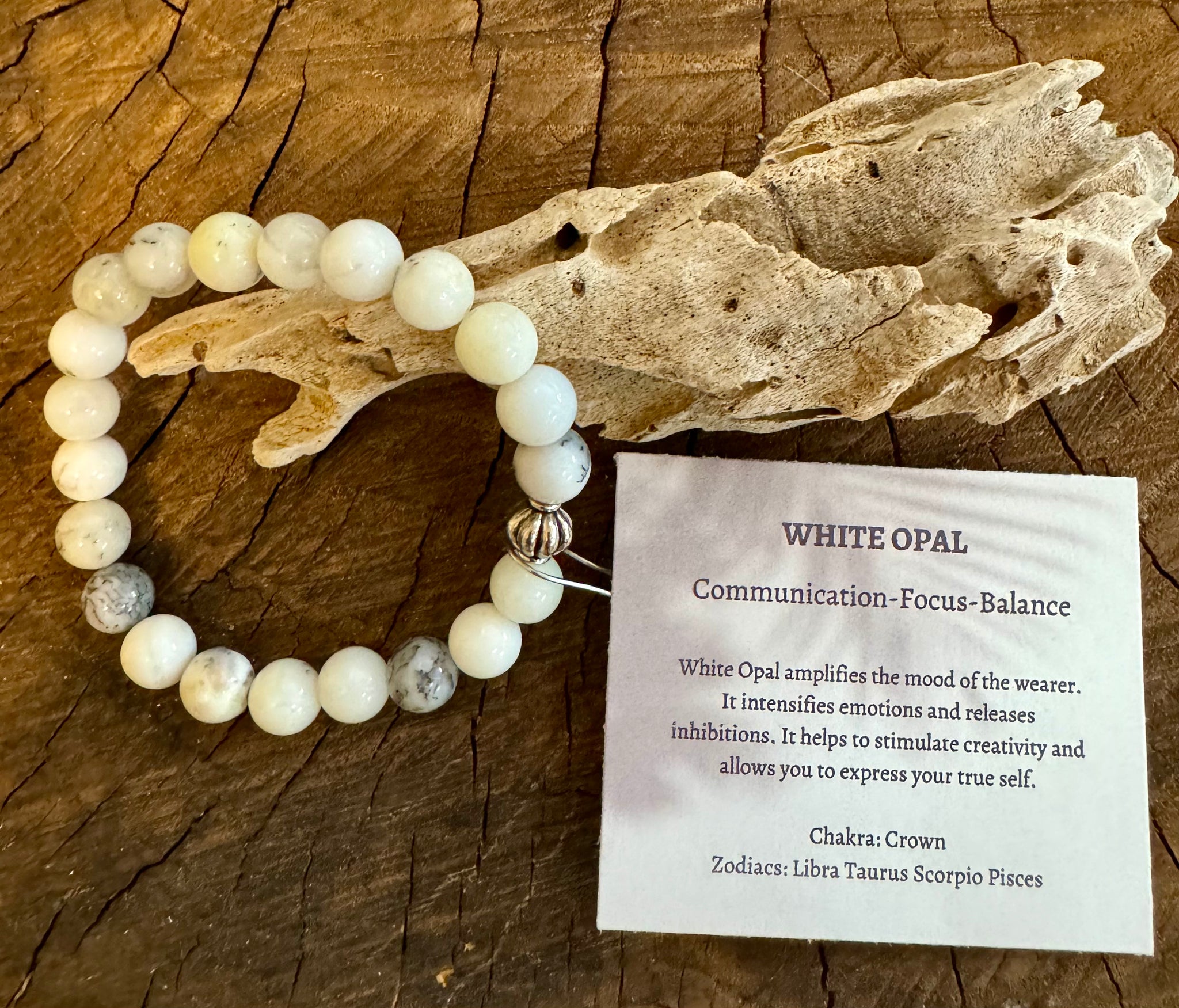 My Two Daughters Jewelry - White Opal 8mm Bracelet