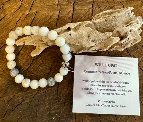 My Two Daughters Jewelry - White Opal 8mm Bracelet