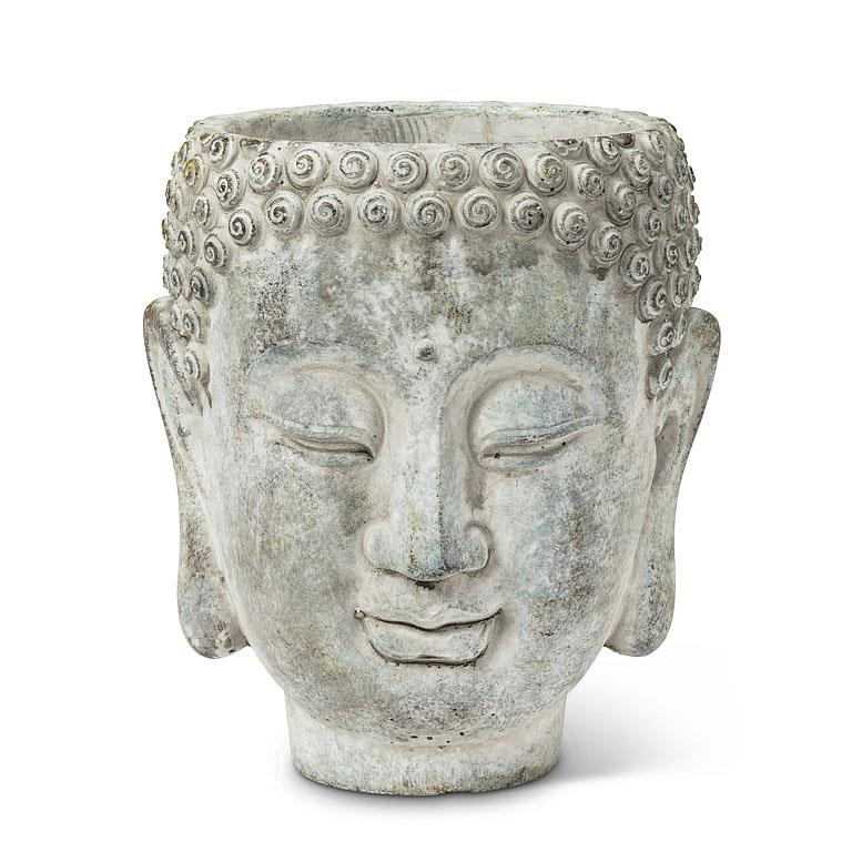 Large Buddha Head Cement Planter 7"