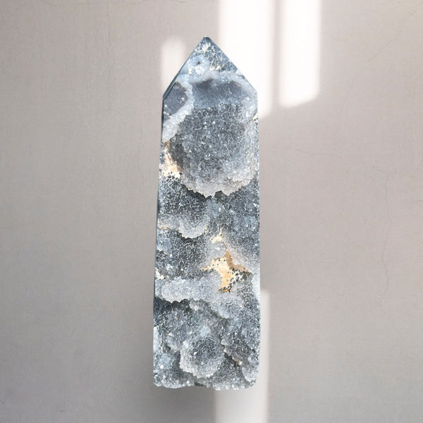 Kelowna Crystal Cave - Black Druzy Sphalerite Tower2
